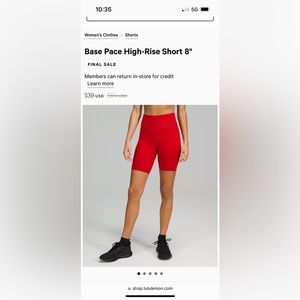 Lululemon Bace Pace HR short 8”